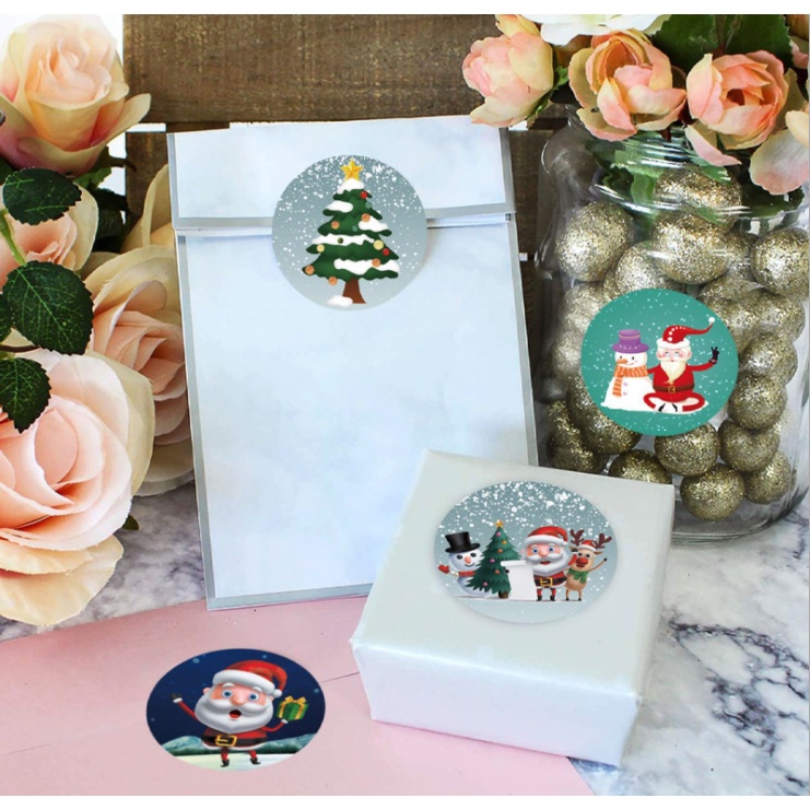 Sticker Mery Chirstmas - Cuộn sticker giáng sinh 500 cái x 2.5cm