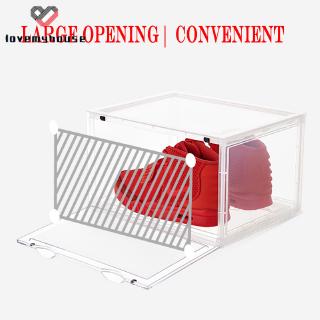 ☁ி☁ Sneaker Shoe Box Acrylic Sneaker Display Box Shoes Storage Case Organizers Stackable Foldable 