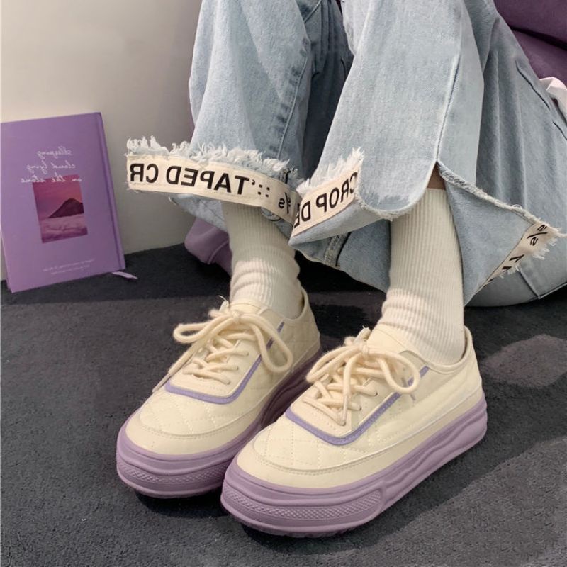Giày Thể Thao Đế Dày Nữ, Giày Bánh Mì Tím Pastel Nhẹ Nhàng  ❤️