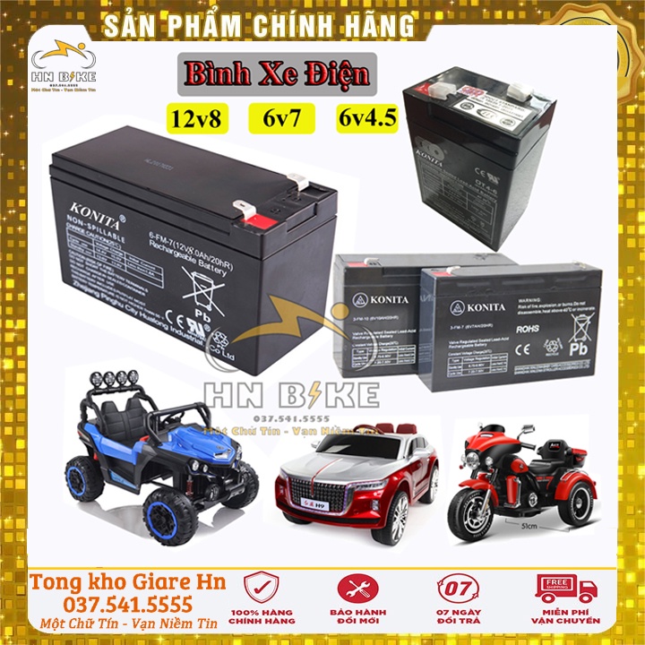 Bình ắc quy xe điện trẻ em - Bình ác quy cho ô tô điện, xe máy điện - 6v - 12v