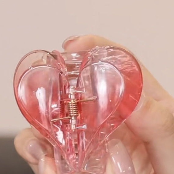 Kẹp tóc hình trái tim màu hồng thời trang phong cách Hàn Quốc