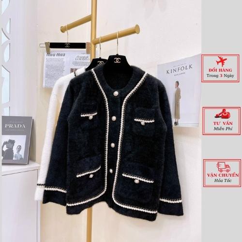 Áo cardigan len nữ lông thỏ thu đông ulzzang Hàn Quốc công sở