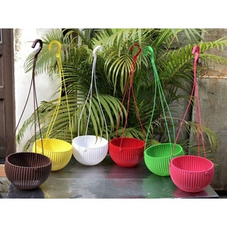 Chậu nhựa treo gân sọc 20x12cm