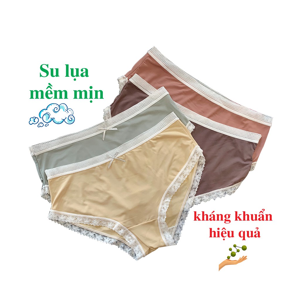 Quần Lót Nữ Q04 VNXK Chất Liệu Su Lụa Cao Cấp Kháng Khuẩn Viền Ren Gợi Cảm Siêu Sexy
