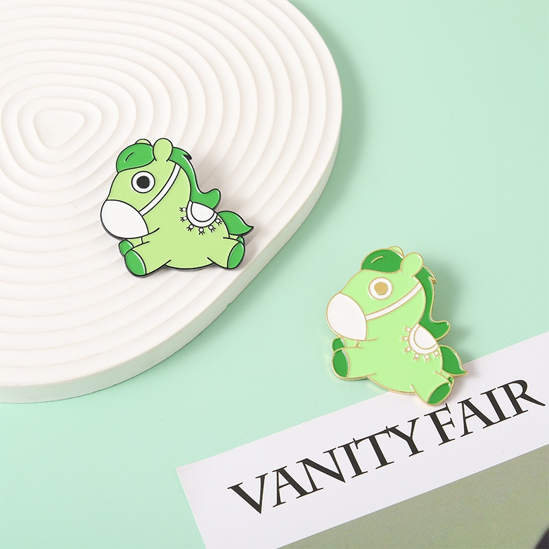 Huy Hiệu Cài Áo Hình Mặt Nạ Ngựa Xanh Dễ Thương