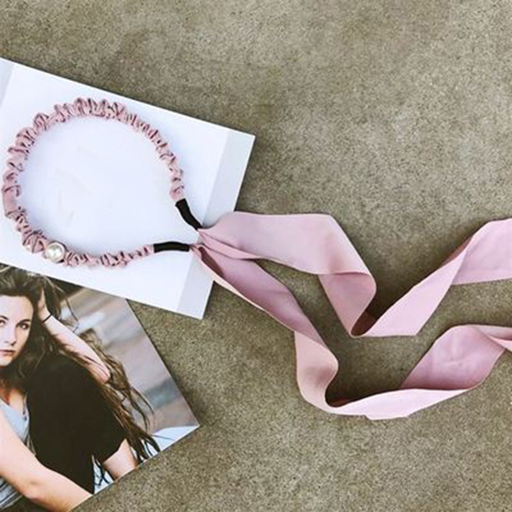 Dây Buộc Tóc Đuôi Ngựa Dài Đính Ngọc Trai Giả Xinh Xắn Cho Nữ