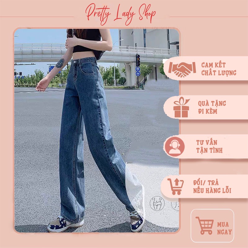 Quần jean ống rộng lưng cao ulzzang hàng cao cấp (Có ảnh và video thật) quần simple jean nữ ống suông cạp cao