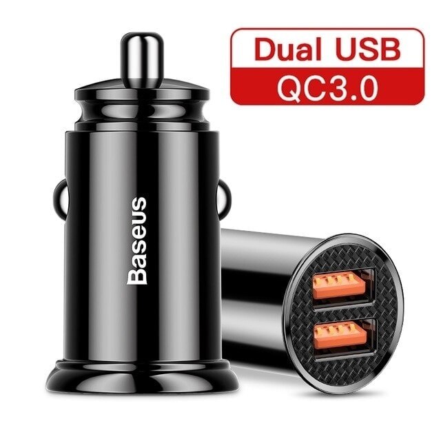 Tẩu sạc trên ô tô Baseus 2 cổng (USB + USB) sạc nhanh Q.C 4.0 30W cho điện thoại, Iphone 11 Pro Max - Bảo hành 12 Tháng