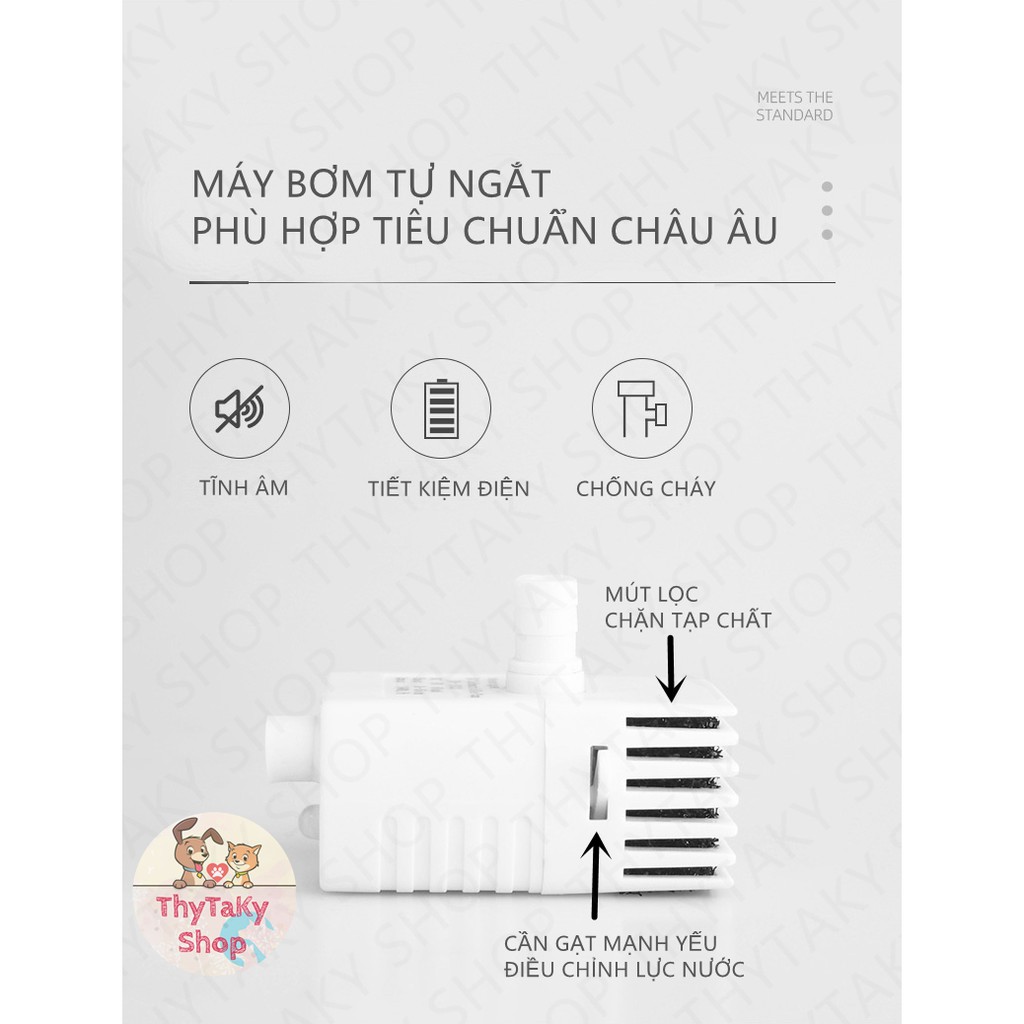 Máy uống nước đài phun nước tự động vuông vòi sen thông minh chó mèo máy lọc nước thú cưng 3L