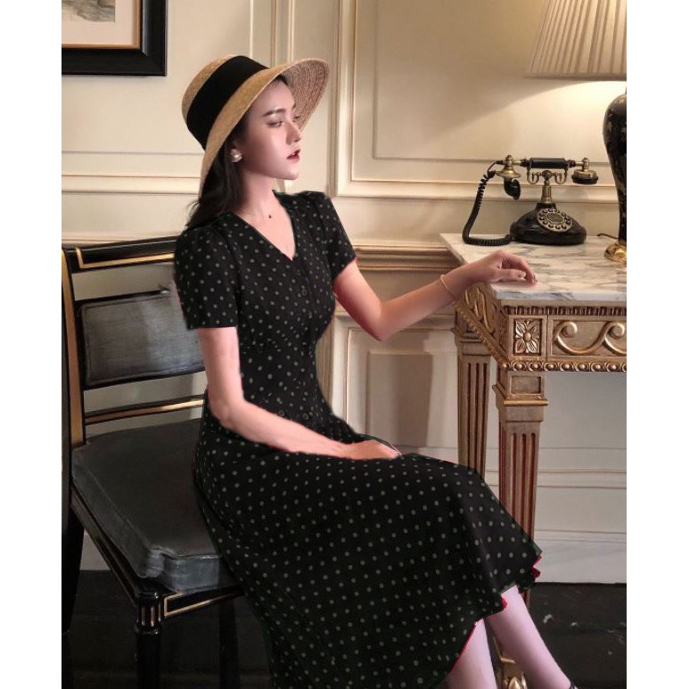 ❣️FREESHIP❣️Đầm Vintage Chấm Bi