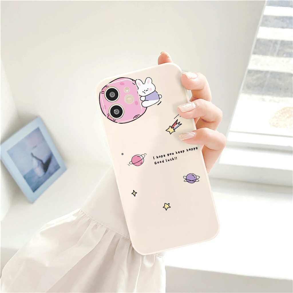 Ốp iphone Gẫu Thỏ bóng bảo vệ cam cạnh vuông ip 11 7plus 6plus x xr xsmax 11 12pro 12promax 13promax e99