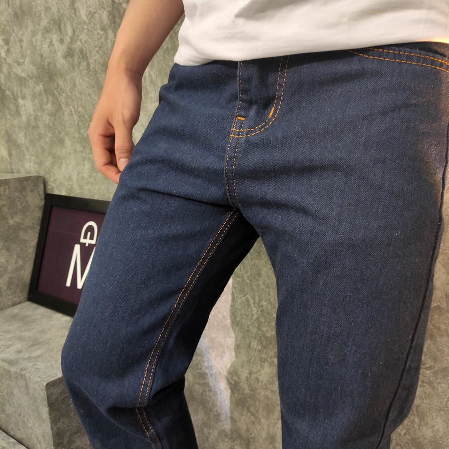 Quần jean ống rộng nam MĐ Q61 xanh dáng suông không co giãn