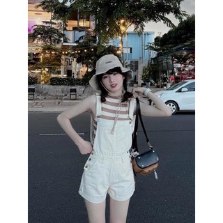 Áo crop cổ yếm sọc nâu kem - xanh - hồng