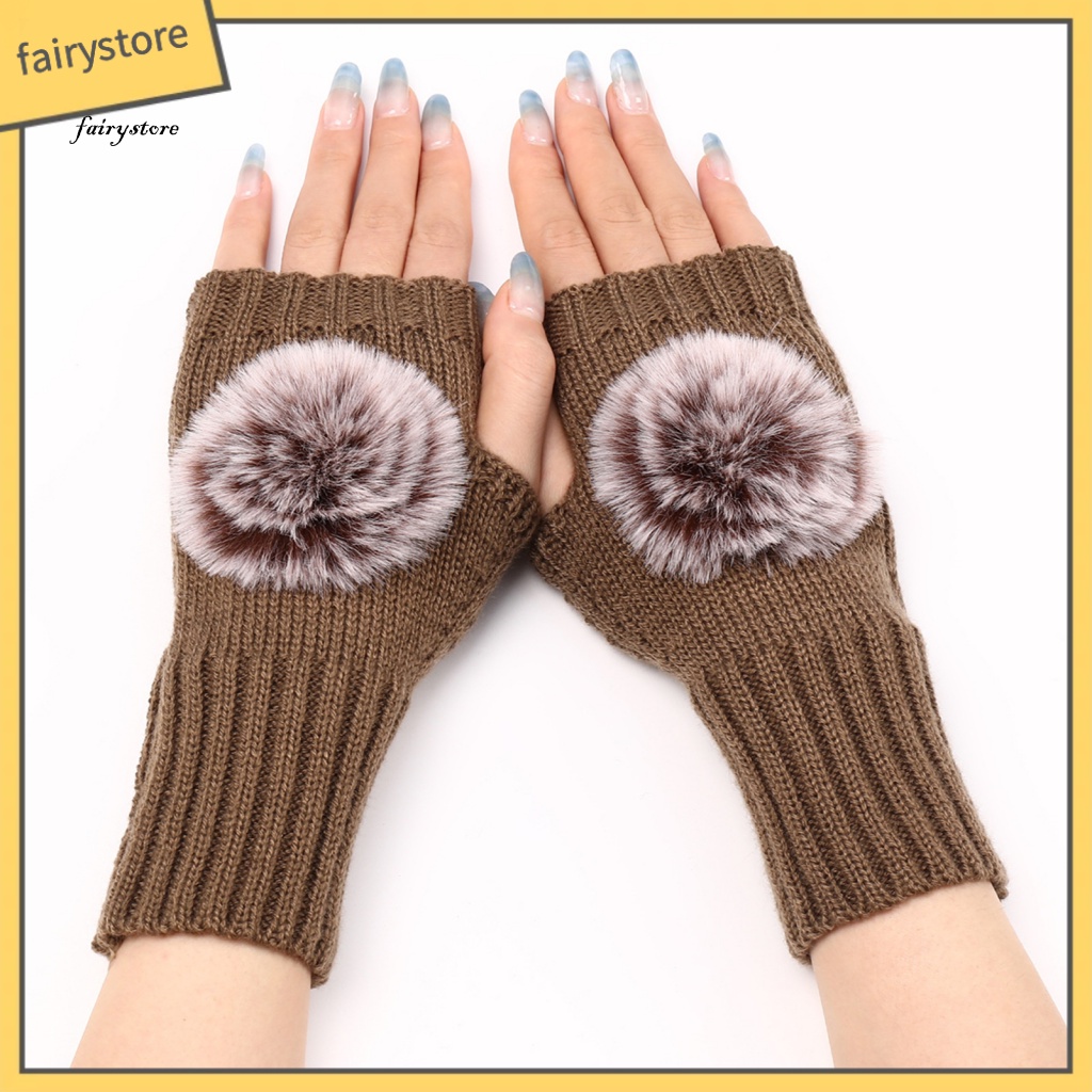 Fairystore| 1 Đôi Găng Tay Len Hở Ngón Màu Sắc Thời Trang