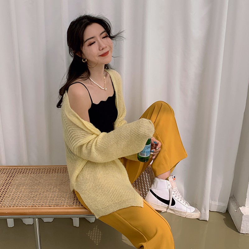 Áo croptop XIAOZHAINV vải dệt kim không tay màu sắc đơn giản thời trang mùa hè cho nữ