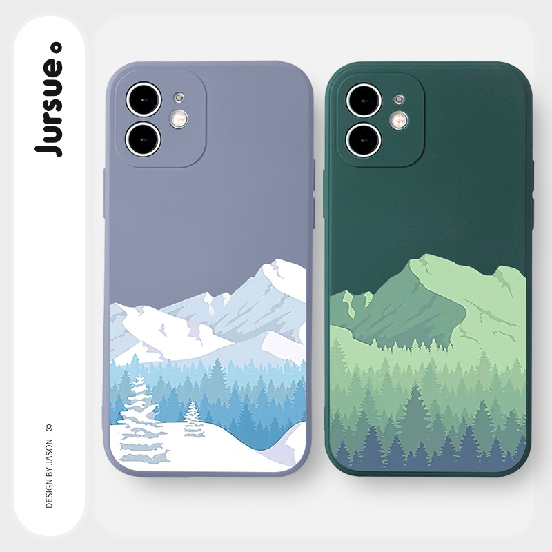 Ốp lưng JURSUE mềm chống sốc viền vuông hình dễ thương đẹp Cho iPhone 13 12 11 Pro Max SE 2020 X XR XS 8 7 ip 6S 6 Plus Y2125