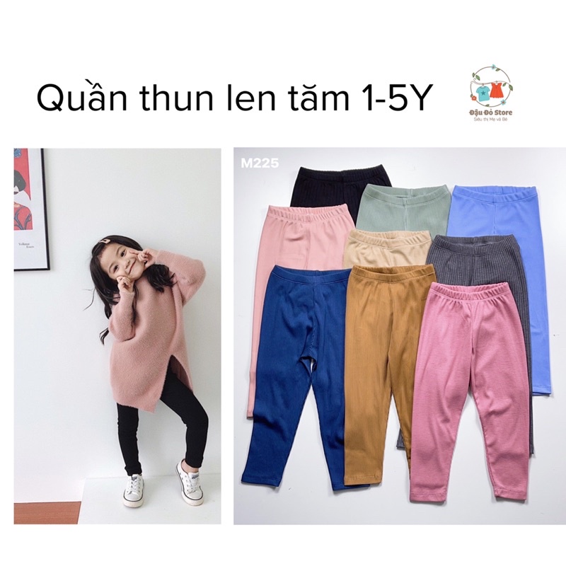 Quần Legging Bé Gái chất thun len tăm co giãn 1-5Y (9-22kg)