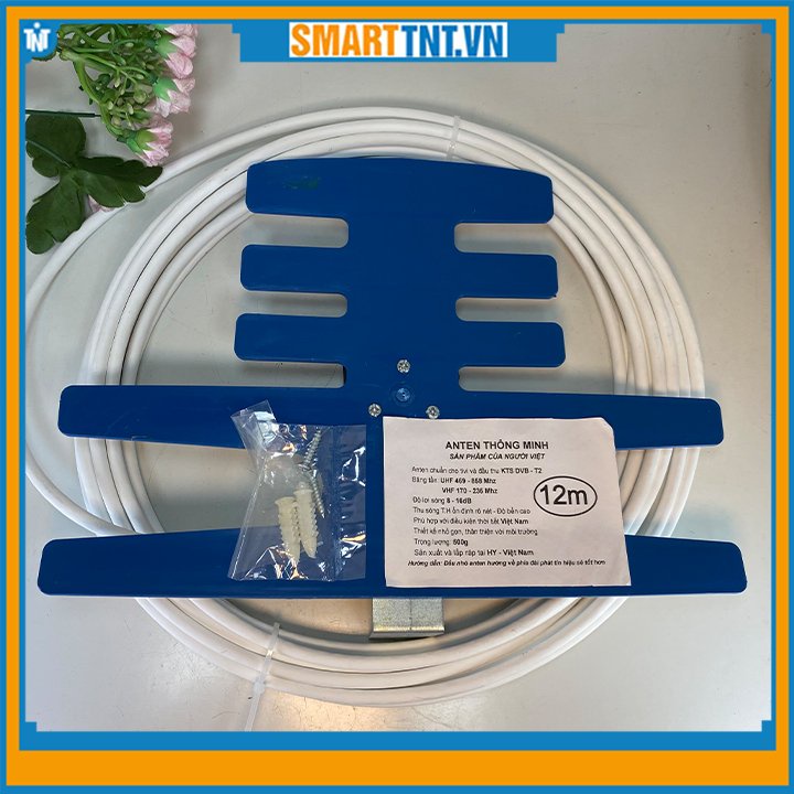 Anten tivi kỹ thuật số DVB T2 ngoài trời - 12m dây cáp - Jack nối - Có nhựa bảo vệ Anten mới, hàng đẹp Smarttnt.vn