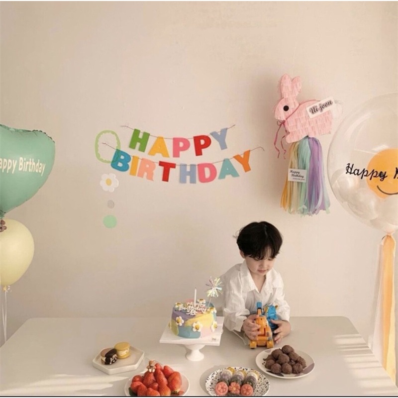 Dây chữ happy birthday chất xốp trang trí tiệc sinh nhật cho bé phong cách INs