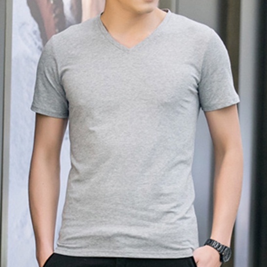 Áo Thun Cổ Tim Ngắn Tay Andromeda Màu Xám Phom Xuông Dùng Chung Nam Nữ Vải Dày Mịn Không Xù Lông
