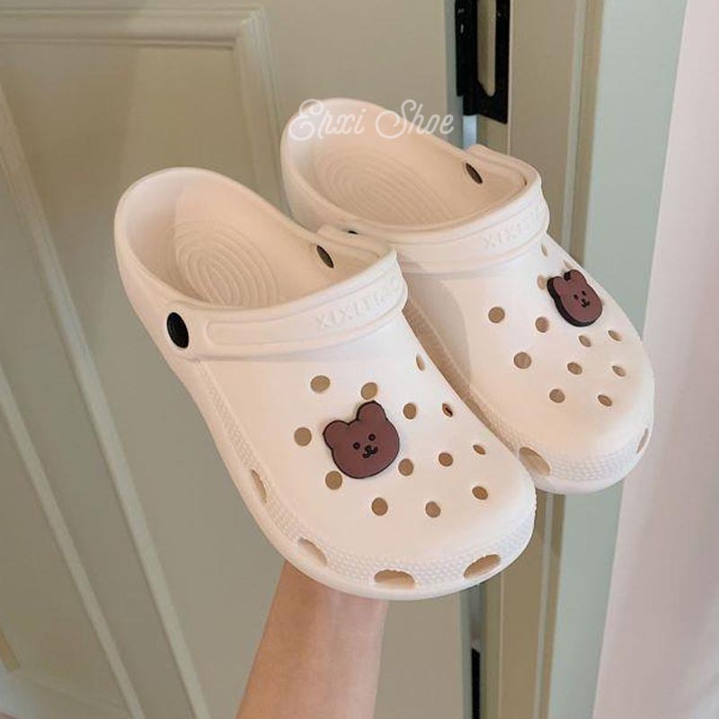 Oeggeo Giày Đục Lỗ Đế Bằng Hình Gấu Hoạt Hình Ngày Mưa Và Ngày Nắng Cho Nam Và Nữ