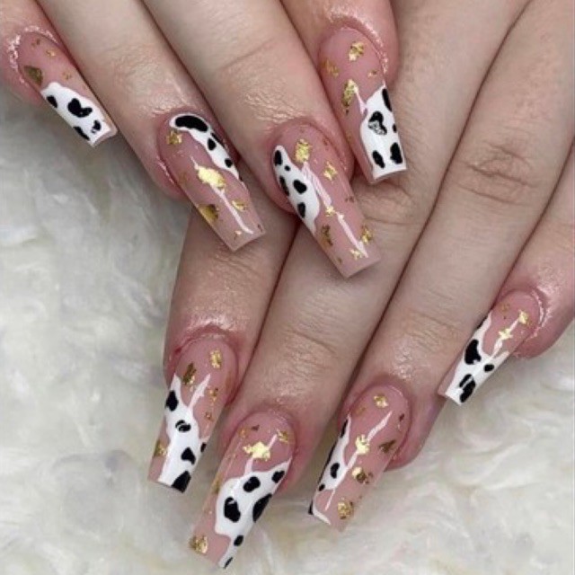 Nailbox Nuna móng úp thiết nail bò sữa mix giấy vàng  inbox để đổi màu và shape