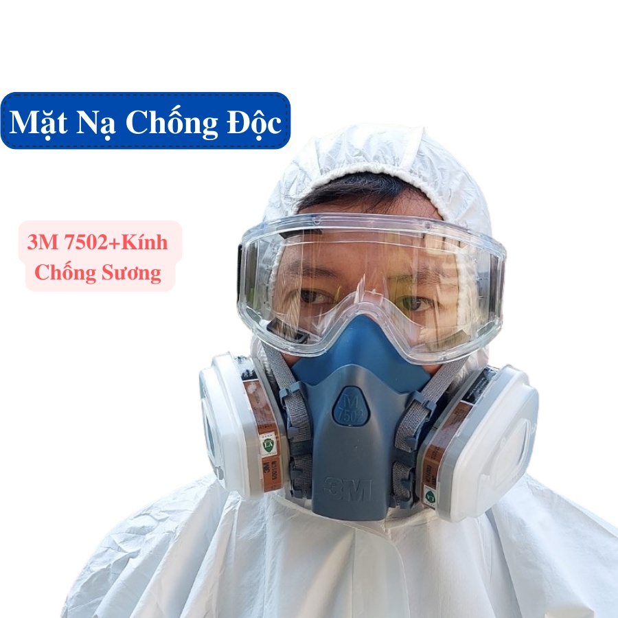 Bộ mặt nạ chống độc 3m 7502 phun thuôc trừ sâu kèm kính chống sương