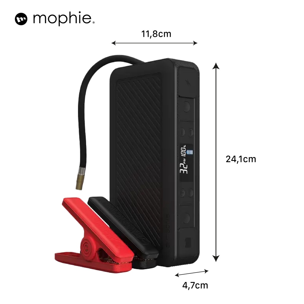 Bộ sạc kích bình mophie GO Rugged AIR 55.5Wh/1200Amps 15000mAh - tích hợp đèn LED, sạc dự phòng, bơm lốp xe