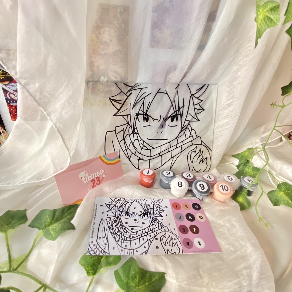 [KIT TÔ MÀU] tranh kính glasspainting FAIRY TAIL - Natsu, Lucy