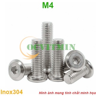 Shopee.vn/ocvitmin  Ốc Lục Giác Đầu Dẹt Tròn M4 Inox 304 Hút Nam Châm