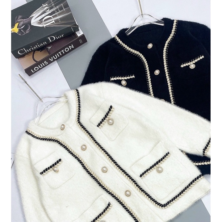 Áo Khoác Dạ Lông Mềm Phối Viền Dây Cực Xinh Phom Suông Phong Cách Nữ Tính Nhẹ Nhàng | BigBuy360 - bigbuy360.vn