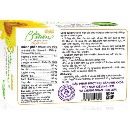 Bảo Xuân Gold -Tinh chất mầm đậu nành hỗ trợ điều hòa nội tiết tố nữ, gìn giữ nét xuân