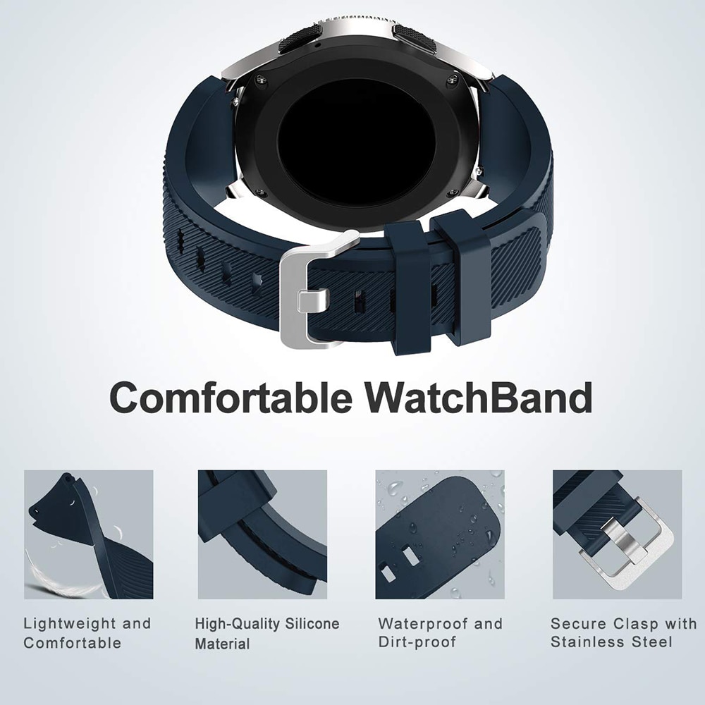 22mm 20mm Silicone Waterproof Watch Band For Huami Amazfit Watch GTS GTR 42mm 47mm Pace Pebble Stratos 2 3 2S Replacement Bracelet Durable Strap
