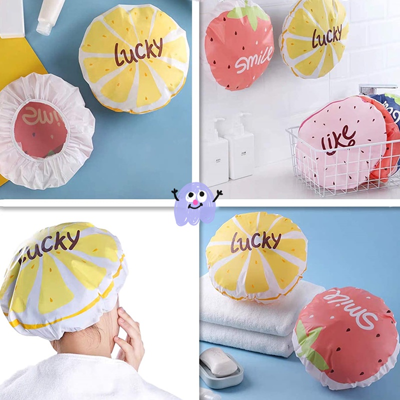 Mũ trùm tóc chống nước chống bụi họa tiết trái cây dễ thương