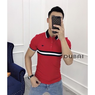 ÁO THUN NAM THÊU [GC] POLO CỔ BẺ ĐEN/ĐỎ POLO CAO CẤP THUN COTTON 4 CHIỀU TCS-V005