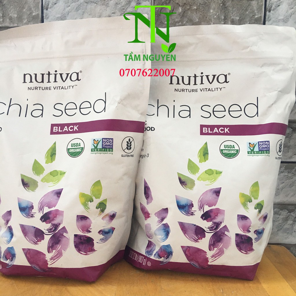 Hạt chia mỹ Nutiva Trắng Organic White Chia Seeds-907g