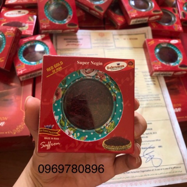 Nhuỵ hoa nghệ tây chính hãng/ Saffron Bahraman super negin hộp 1g cao cấp