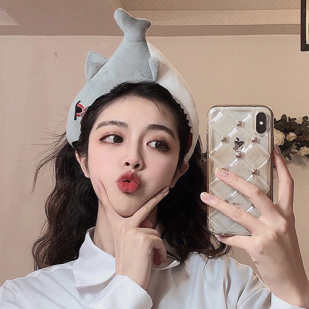 Bờm cá mập ngoạm đầu dễ thương - Băng Đô Cài Tóc Hình Cá Vàng &amp; Khủng Long