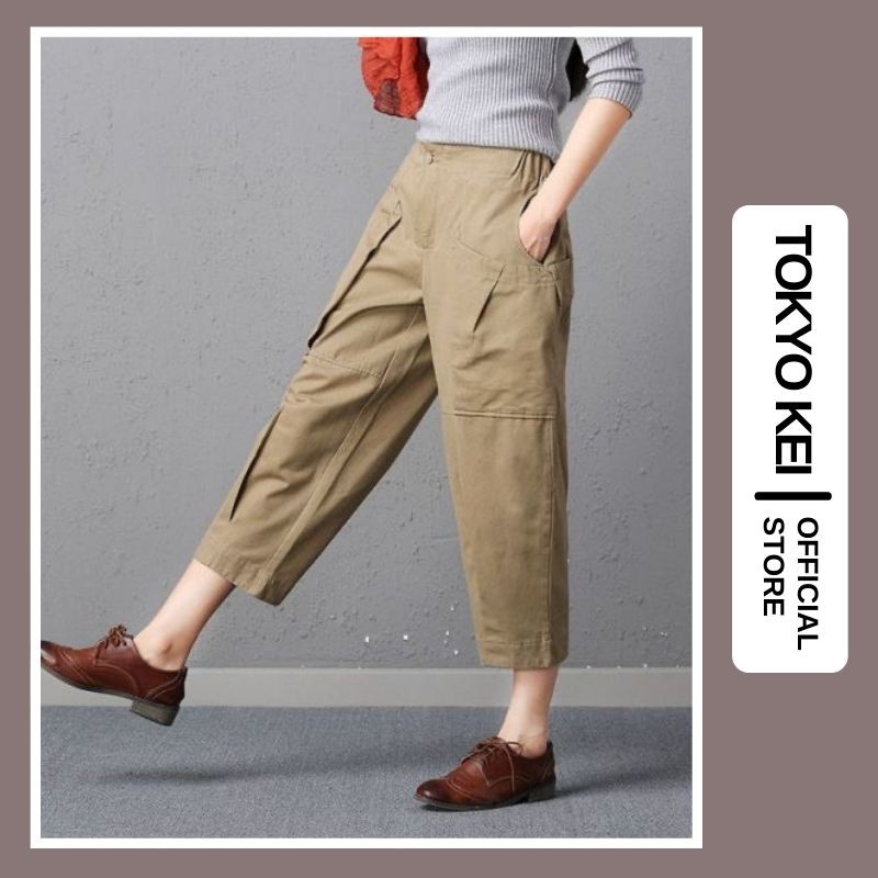 Quần Baggy Ống Rộng TOKYO KEI 💖FREESHIP💖 Quần Jogger Túi Hộp Dáng Rộng Màu Nâu Đen, Đủ Size S M L TQH63 | BigBuy360 - bigbuy360.vn