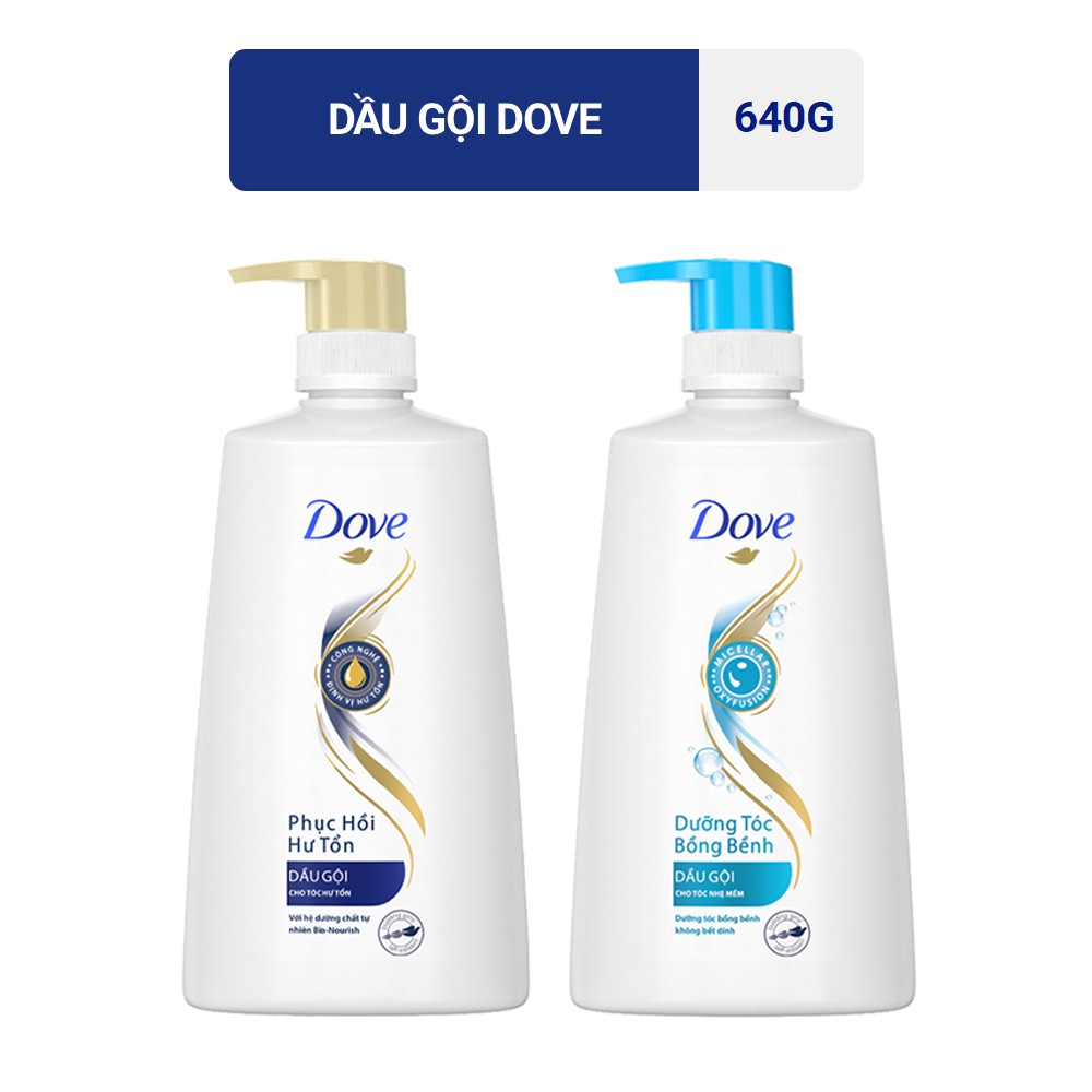 Dầu gội Dove Phục hồi hư tổn 640gr:Dưỡng ẩm bồng bềnh