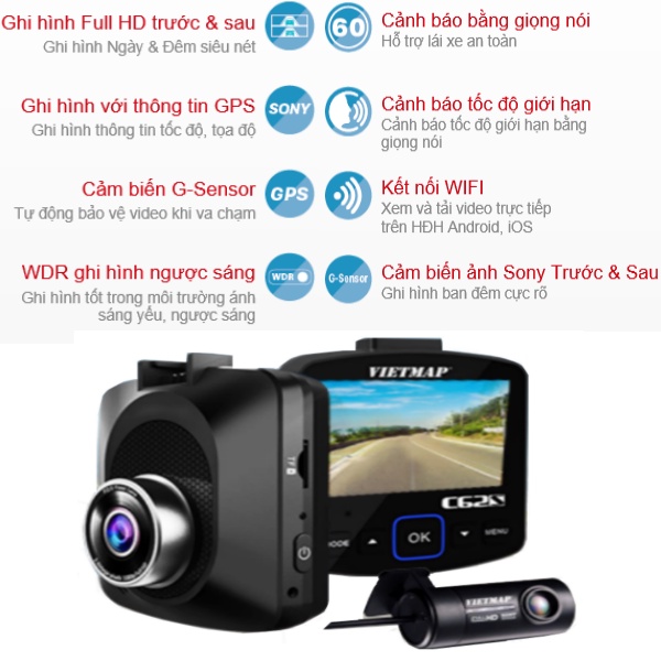 [Kèm Thẻ Nhớ 128Gb] Camera Hành Trình Vietmap C62S [Miễn Phí Lắp Đặt] | WebRaoVat - webraovat.net.vn