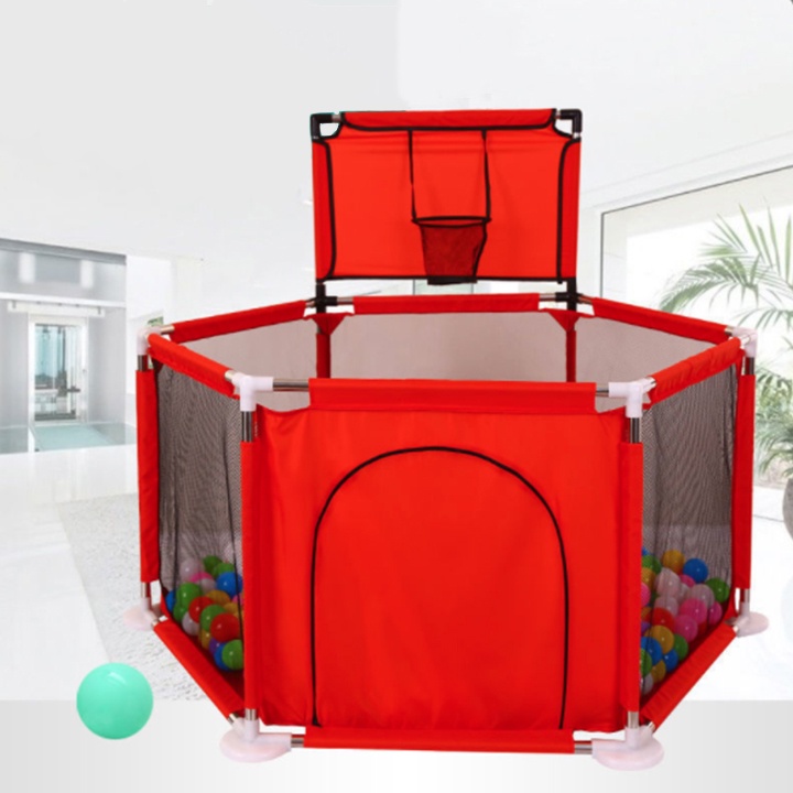 Quây Bóng Cho Bé Khung Inox Hình Lục Giác - Quây Cũi Nhà Bóng Cho Bé Có Ném Bóng Rổ - Hàng nhập khẩu
