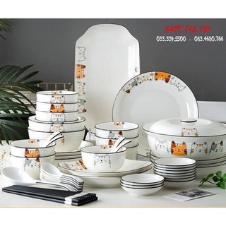 SET BÁT ĐĨA MÈO CAM | BỘ MÈO CAM | BỘ BÁT ĐĨA