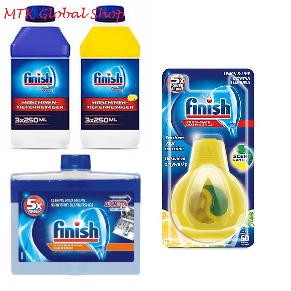 COMBO FINISH dùng cho máy rửa bát: 1 dung dịch vệ sinh+ 1 tinh dầu treo Finish