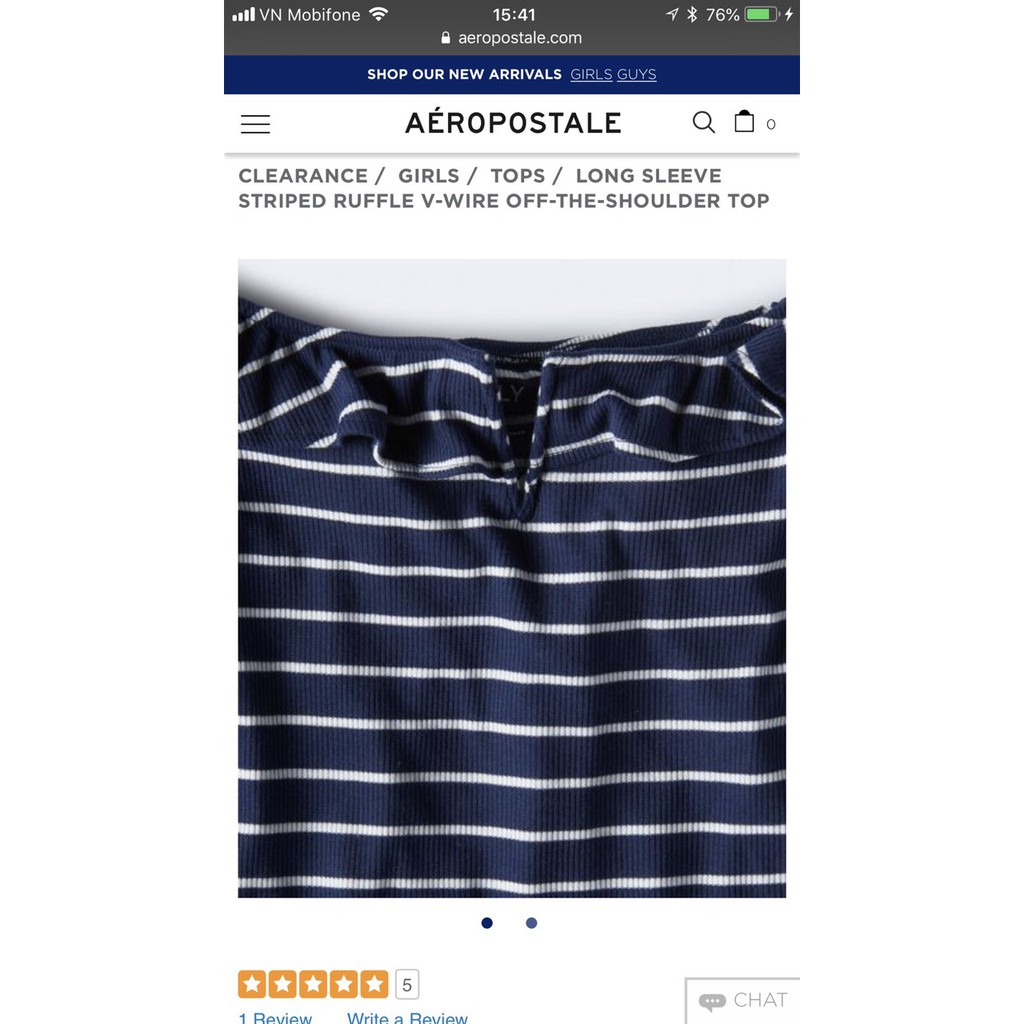 Áo thun tay dài trễ vai Aeropostale