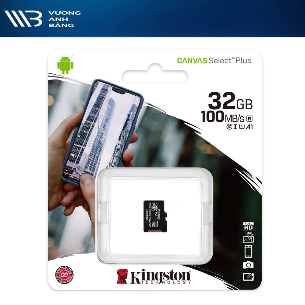 Thẻ nhớ MicroSD 32G 64G 128G KINGSTON 100R Box Class10 U1 100MB/s - Hàng Chính Hãng