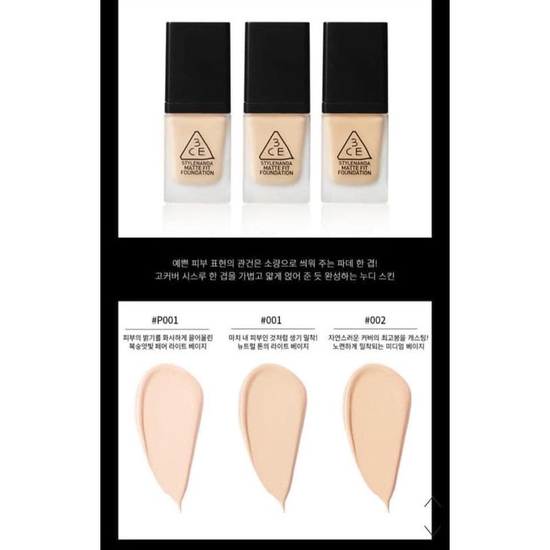 KEM NỀN 3CE MATTE FIT FOUNDATION