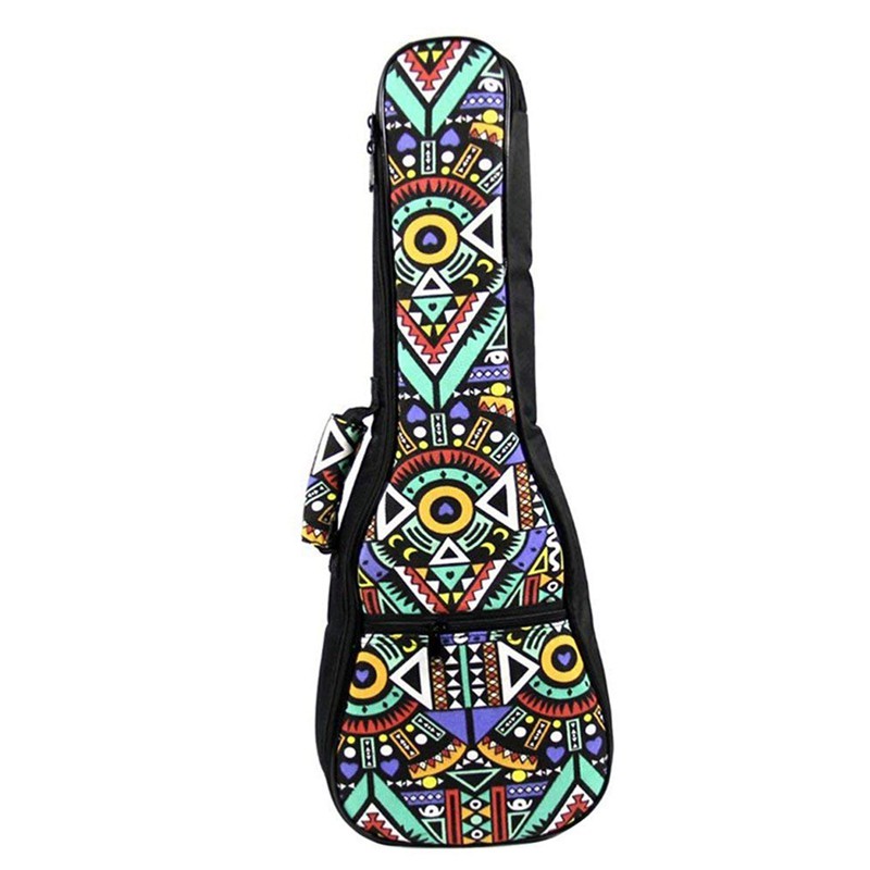 Hộp đựng đàn guitar ukulele vải cotton họa tiết thổ dân có đệm với 2 dây đeo