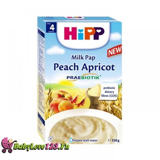 BỘT ĂN DẶM HIPP VỊ SỮA ĐÀO MƠ TÂY 4M+