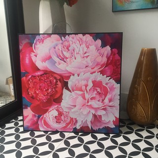 Tranh Hoa mẫu đơn- tranh in vải canvas kích thước 60x60cm ( inbox với shop nếu bạn cần kích thước khác)